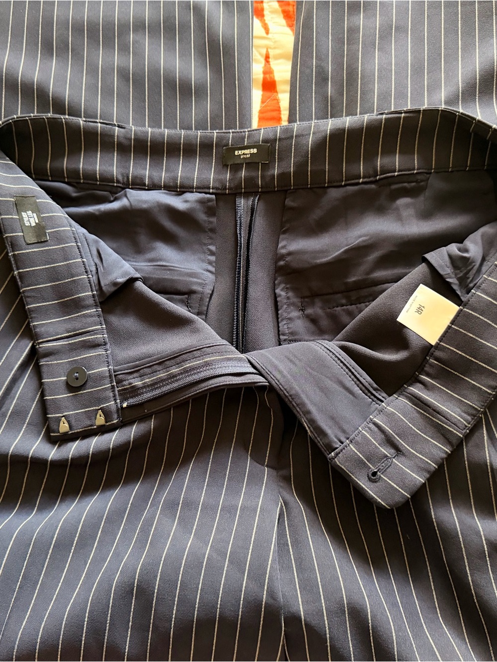 Express Navy Pinstripe Vest and Wide-Leg Pantsuit - Picture 7 of 9
